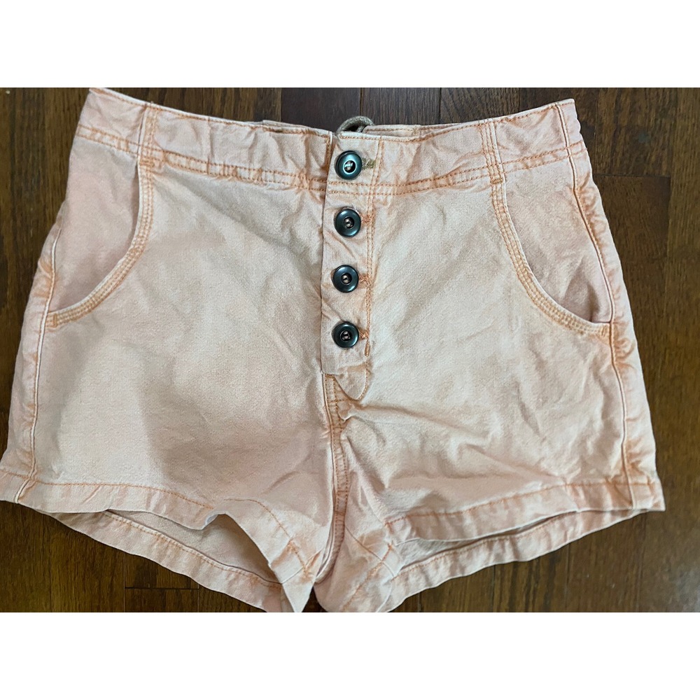 PILCRO Peach Button Front Shorts 27 Concert Festival Lace Up Back Anthro